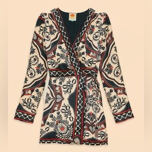 NEW Farm Rio Black Passion Scarf Mini Wrap Dress